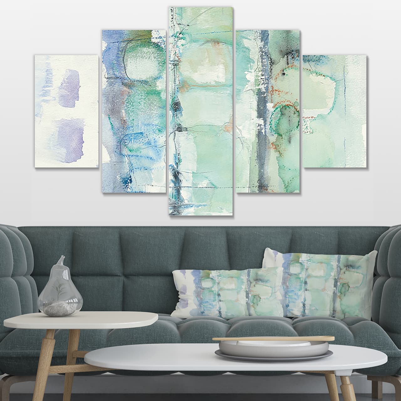 Designart - Blue Abstract Panel I - Geometric Canvas Art
